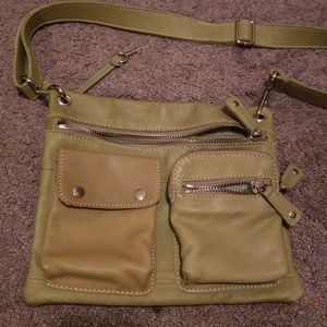 Olive green leather Fossill handbag